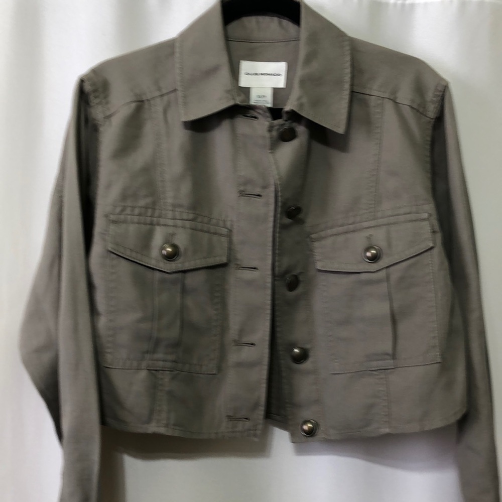 Club Monoco Oversized Cropped Olive Green Jacket Size XS